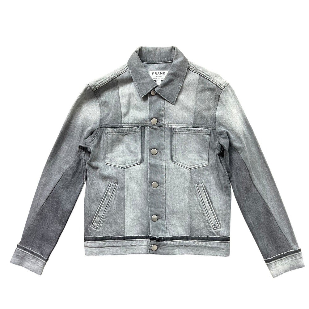 Frame Denim Womens Grey Patchwork Cotton Trucker Jacket Steel Mix LJKX252 S